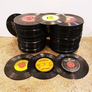 Lot of 20 Vintage '45 RPM' Vinyl Records, No Sleeves, 1960s-80s Bulk 45 "Singles